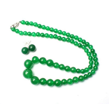 FREE SHIPPING  00756    Natural Green  Round Beads Necklace Earrings Set 2024 - buy cheap