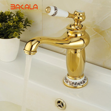 BAKALA New Deck mounted brass and ceramic faucet Bathroom Basin faucet Mixer Tap Gold Sink Faucet Bath Basin Sink Faucet B-1008M 2024 - buy cheap