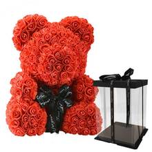 Розовый медведь кукла ПЭ искусственная Роза ручной работы романтическая Милая Цветок Любовь медведь игрушка День Святого Валентина Свадебный подарок и сделай сам цветок медведь 2024 - купить недорого
