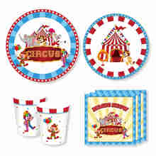 Omilut-platos/vasos/servilletas desechables para fiesta de cumpleaños de circo para niño, decoración para envolver pasteles de circo de dibujos animados 2024 - compra barato