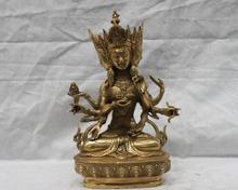 9 "Тибетский буддизм латунь 3 головы 8 рук Ushnishavijaya Namgyalma Kwan-Yin статуя 2024 - купить недорого