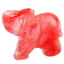 TUMBEELLUWA Cherry Quartz Crystal Elephant Animal Healing Chakra Specimen Figurine 2'' 2024 - buy cheap
