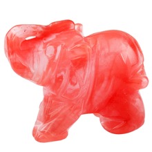 TUMBEELLUWA Cereja Quartzo Chakra Cura Espécime De Cristal Animal Elefante Estatueta 2'' 2024 - compre barato