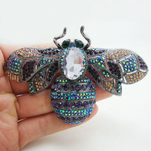 Gothic Style Classic Bee Insectl Purple Rhinestone Crystal Brooch Pin Woman Jewelry 2024 - buy cheap