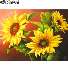 Diapai 100% quadrado completo/broca redonda 5d faça você mesmo pintura "girassol flor" bordado diamante ponto cruz decoração 3d a19328 2024 - compre barato