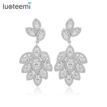 LUOTEEMI-pendientes de circonia cúbica con estilo Vintage para mujer, joyería nupcial de lujo, regalo de Navidad 2024 - compra barato