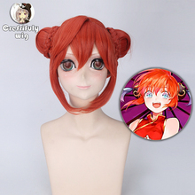 Anime GINTAMA Kagura Orange Red Short Cosplay Wig With Double Buns Synthetic Hair Wigs For Women Halloween Costume Party 2024 - buy cheap