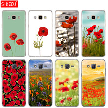 silicone cover phone case for Samsung Galaxy J1 J2 J3 J5 J7 MINI 2016 2015 prime Red Poppies On Black Style 2024 - buy cheap