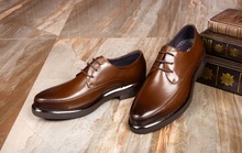 Мужские туфли-оксфорды из натуральной кожи, на шнуровке, с круглым носком 2022 - купить недорого