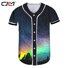 CJLM-Camiseta de béisbol para hombre, camisa con estampado 3D de cielo estrellado, color arcoíris, talla grande 2024 - compra barato