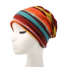 Gorro de invierno tejido para hombre y mujer, informal, a la moda, rayas horizontales, Hip-hop, Slouch, gorrosy, gorro 2024 - compra barato