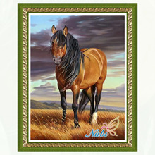 animals horse printed  dmc beadwork 006BB - Square diamond mosaic painting Diamond embroidery cross stitch 2024 - buy cheap