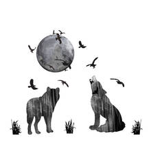 Креативный Толстовка с принтом волк при лунном свете наклейки с животными на стену домашний Декор Спальня Гостиная Фон Фреска Искусство наклейки s на стену 2024 - купить недорого