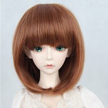 Hot! 1/3  SD BJD Doll Wig Short Brown Straight Wigs Synthetic Fiber Hair For Dolls 2024 - buy cheap