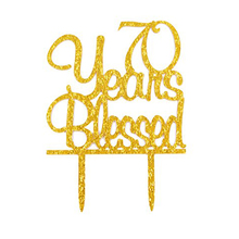 Custom age Happy Birthday Cake Topper,  70 Years Blessed Acrylic Cake Topper, 70Th Birthday Anniversary Party Decoration 2024 - buy cheap