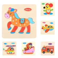 2018 Venda Quente Dos Desenhos Animados Animais De Madeira Puzzles Crianças Brinquedos Educativos para o Bebê Fatia Pequena Peça do Puzzle Brinquedos para Crianças 2024 - compre barato