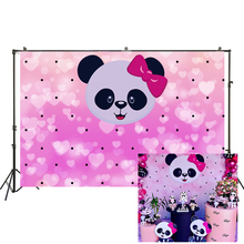 Girl Birthday Party Backdrop Kids Cute Panda Theme Party Background Cake Dessert Table Banner Decors Pink Hearts Backgrounds 2024 - buy cheap