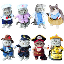 Забавная одежда для кошек, пиратский костюм, костюм для кошек, костюм корсара, одежда для Хэллоуина, нарядный костюм для кошек 2024 - купить недорого