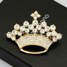 Gold Crown Brooch Buckle Clip fashion Rhinestone Crystal Crown Brooch Vintage Brooches Pins for Women fashion Jewelry Crown 2024 - buy cheap