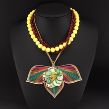 UKEN New Arrival Fashion Hollow Out Petal Flower Pendant Beaded Chain Jewelry For Women Dress Choker Necklace N2704 2024 - buy cheap