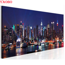 Quadrado/redondo 5d diy pintura diamante "cidade cena noturna" mosaico padrão completo diamante bordado contas de ponto cruz imagem 3d 2024 - compre barato