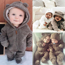Милые популярные Гольфы с изображением медведя для новорожденных девочек и мальчиков; Теплая одежда; Комбинезон с капюшоном; Зимние теплые Clothes0-24M 2024 - купить недорого