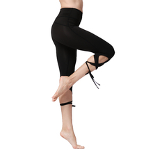 Sport Tights Pants Woman Fitness High Waist Push Up Solid Slim Cross Bandage Lace Stretch Ballet Dance Yoga Gym Crop Leggings 2024 - buy cheap
