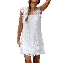 Women Casual Lace Sleeveless Beach Short Dress Sleeveless lace with dress Tassel Mini Dress  Vestidos de Festa Beach Sundress 2024 - buy cheap