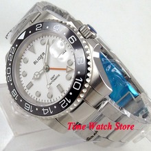 Bliger-reloj con esfera blanca para hombre, cristal de zafiro GMT superbrillante, bisel de cerámica, movimiento automático, 40mm, 140 2024 - compra barato