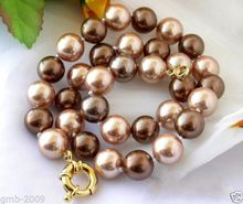 Hot selling free shipping********Natural AAA 10mm Coffee Champagne South Sea Shell Pearl Necklace 18" 2024 - buy cheap