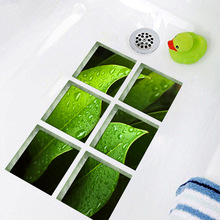 6pcs/set Green Leaves 3D Bathtub Stickers Non Slip Waterproof Bathroom Decor Self-Adhesive Bath Wall Sticker Decoration 15x15cm 2024 - buy cheap