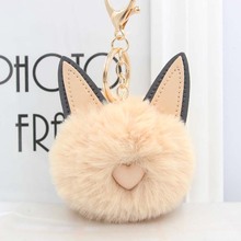 Cute Cat Heart Keychain Pompom Rabbit fur ball key chain fluffy pompon Keyring Women Key Holder Car Bag Charms Key ring N2735 2024 - buy cheap