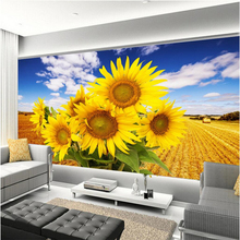 Beibehang Grande papel de Parede Personalizado Mural Moderno Simples Campo de Girassol Céu Azul TV Fundo papel de parede Da foto Da Parede 2024 - compre barato