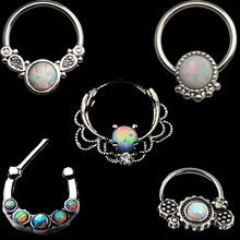 BOG-316L Surgical Steel Opal Septum Nose Ring Septum Clicker With  White Opal Gem 16g 14g Piercing Body Jewelry 2024 - buy cheap