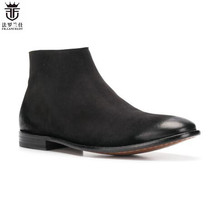 FR. Lancelote-zapatos de piel auténtica para mujer, cremallera lateral Botines Chelsea con estilo, color negro, novedad de 2019 2024 - compra barato