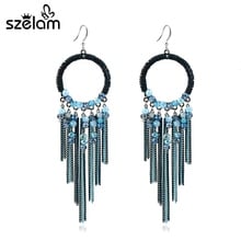 Szelam 2019 Vintage Jewelry Long Earrings Tassel Blue Water Drop Earring For Women Statement Brincos Party Gift SER160025 2024 - buy cheap