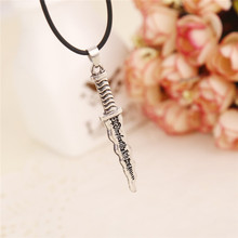 20pcs/lot  New Snow White Once Upon A Time Rumpelstiltskin Dagger Pendant Necklace Vintage Antique Silver Necklace With Rope 2024 - buy cheap