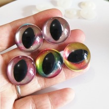 20pcs/lot-- mixed color 25mm plastic clear safety toy cat eyes +new rainbow fabric + hard washer for plush  doll findings--RC 2024 - buy cheap