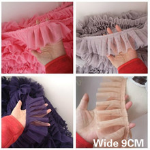 9CM Wide Double Layers Mesh Fabric 3D Exquisite Pleated Lace Applique Ribbon Edge Trim Curtains Women Skirts Splice Sewing Decor 2024 - buy cheap