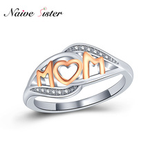 Trendy Mother's Day Gift Jewelry Fashion Copper Rings for Mom Mama Women 2 Tone White Gold Color Love Cubic Zirconia Ring Female 2024 - buy cheap