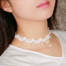 Модный 1 шт. сексуальный трендовый Белый Кружевной Белый Оливет женское кружевное короткое ожерелье с подвеской 2024 - купить недорого