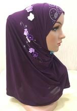 H1154 último hijab musulmán de amira con flores y piedras hechas a mano, envoltura para la cabeza para mujer, entrega rápida 2024 - compra barato