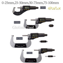 0-100mm Digital micrometer Electronic outside micrometer 0-25mm, 25-50mm, 50-75mm, 75-100mm, 4pcs/set 2024 - buy cheap