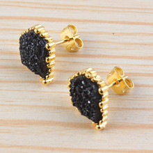 100-Unique 1 Pair Gold Color Irregular Shape Black Agates Cluster Stud Earrings Elegant Women's Earring 2024 - buy cheap