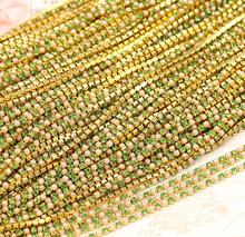 10Meter 2mm Pearl Green Rhinestones  Gold Plated Flatback  Ribbon Chain Trim For Sewing Craft Diy 2024 - buy cheap