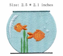 Goldfish in the  tank embroidery patch 2.5" wide /play/decorative patch/Label 2024 - buy cheap