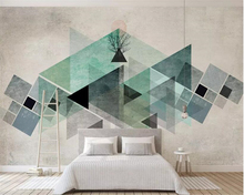 Papel de parede beibehang 3d retrô geométrico, fundo de parede de bloco colorido de tv decoração de casa 2024 - compre barato
