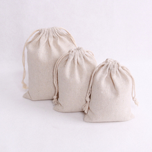 100pcs/lot Natural Color Cotton Bags Small Party Favors Linen Drawstring Gift Bag Muslin Pouch Bracelet Jewelry Packaging Bags 2024 - buy cheap