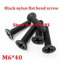 100pcs M6*40 Black Nylon Countersunk Head Socket Screw Metric Threaded Machine Flat Bolt 2024 - buy cheap