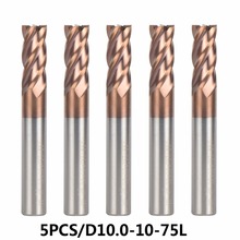 5PC/D10-10-75 Carbide End Mill Diameter 10mm 4-blade Router Bit Set End Mills Tungsten Steel Milling Cutter HRC 55 CNC Tools 2024 - buy cheap